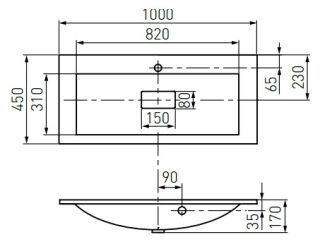 Раковина Акватон Премьер М 100см 1A70473KPR010